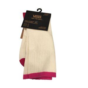 VANS Off the Wall Ladies Ladies Ribbed Half Cream Crew Socks Size 6.5-10